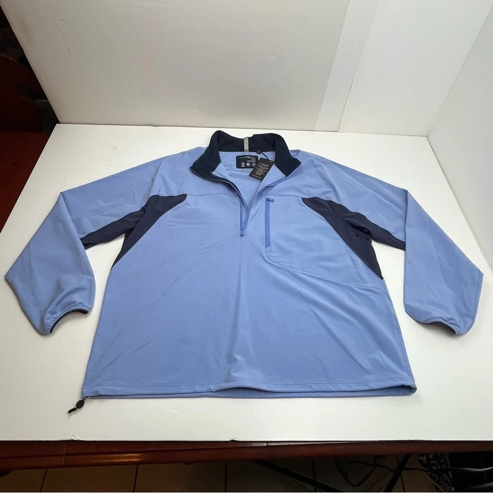 RLX Ralph‎ Lauren Mens Pullover Quarter Zip Wicking Mock Jacket Blue Size XL NEW